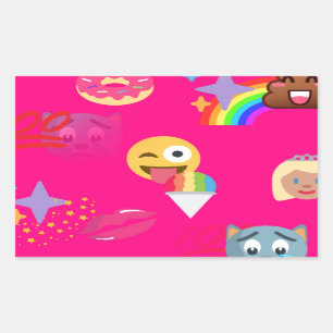 Pegatina Rectangular emoji rosa caliente