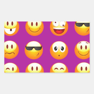 Pegatina Rectangular emojis moradas
