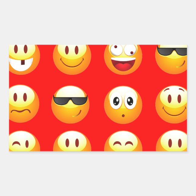 Pegatina Rectangular emojis rojas (Anverso)
