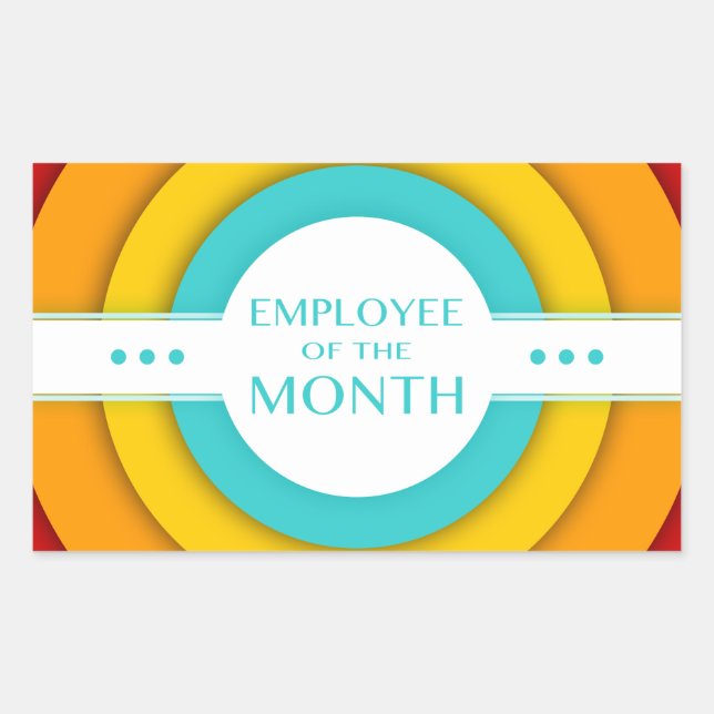 Pegatina Rectangular empleado del mes (retro) (Anverso)