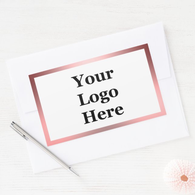 Pegatina Rectangular Empresarial Pincel rosa blanco Metalizado Aspecto  (Sobre)