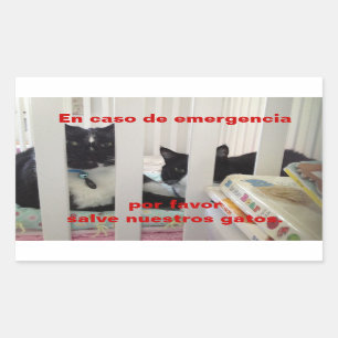 Pegatina Rectangular En caso de urgencia ahorre nuestro gato