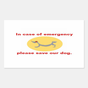 Pegatina Rectangular En funda de emergencia salve a nuestro perro