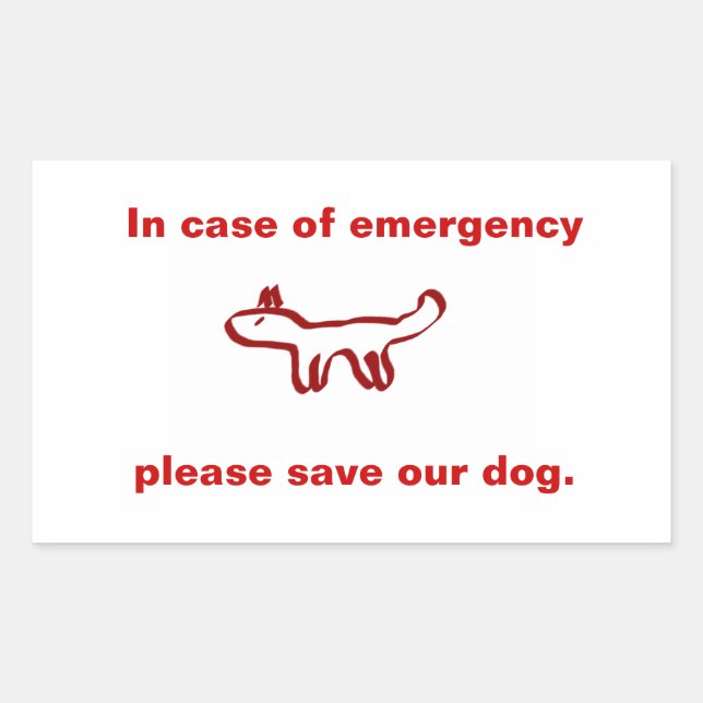 Pegatina Rectangular En funda de emergencia salve a nuestro perro (Anverso)