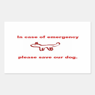 Pegatina Rectangular En funda de emergencia salve a nuestro perro