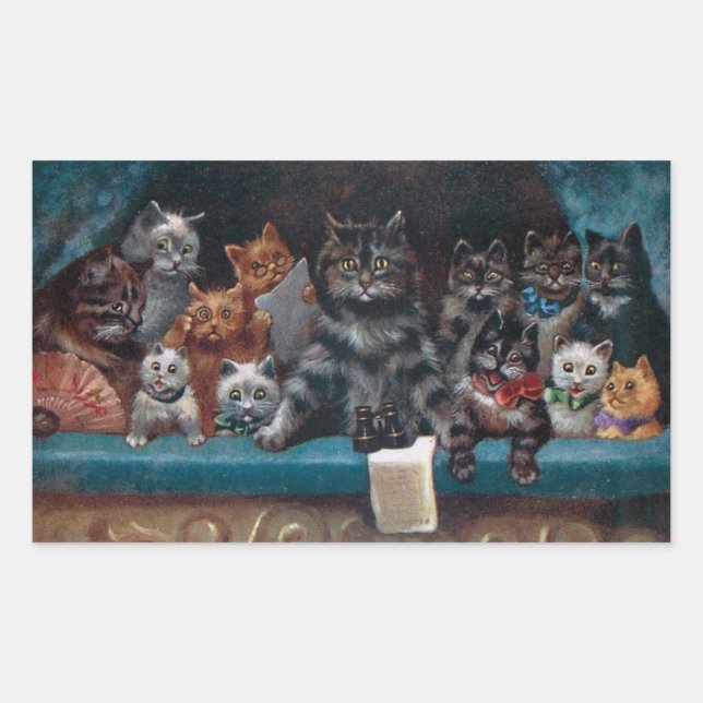 Pegatina Rectangular En la obra - Momento excitante de Louis Wain (Anverso)