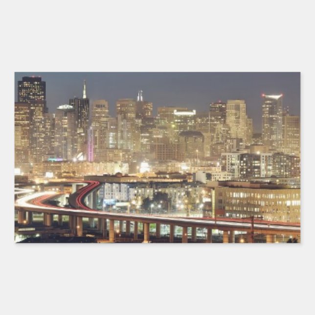 Pegatina Rectangular En San Francisco (Anverso)