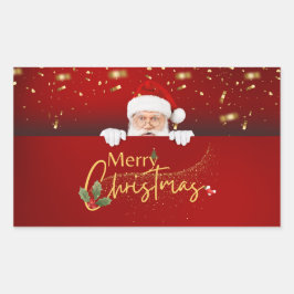 Pegatina Rectangular Encantador Santa Claus Feliz Navidad