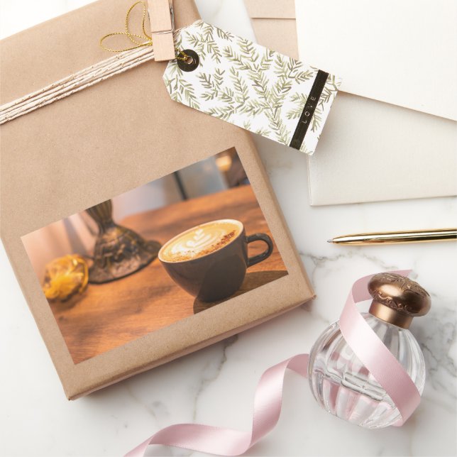 Pegatina Rectangular Encantador tiempo de café (Regalar)