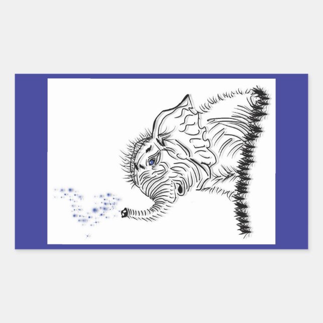 Pegatina Rectangular Energía elefante (Anverso)