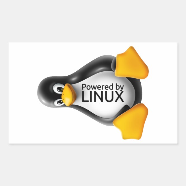 Pegatina Rectangular Energizado por Linux (Anverso)