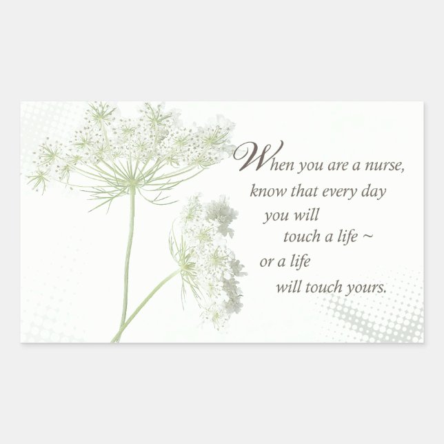 Pegatina Rectangular Enfermera toca una vida con flores silvestres (Anverso)