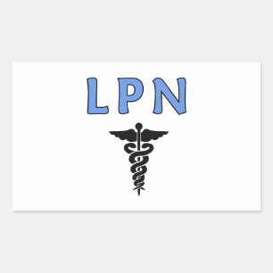 Pegatina Rectangular Enfermeras LPN Caduceus