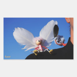 Pegatina Rectangular Engel fubby op mijn schouder met uitdagend Monster