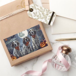 Pegatina Rectangular English Setter Halloween Spooky