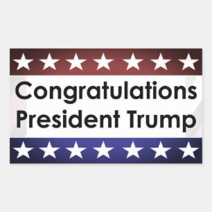 Pegatina Rectangular Enhorabuena al presidente Trump