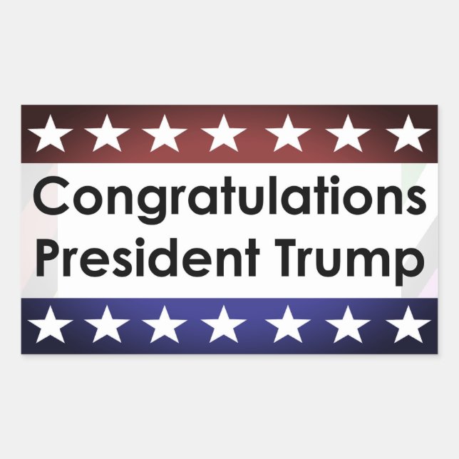 Pegatina Rectangular Enhorabuena al presidente Trump (Anverso)