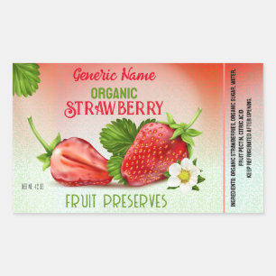 Pegatina Rectangular Enlatado de Fruta de Fresa