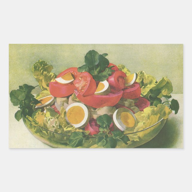 Pegatina Rectangular Ensalada Mesclun de Verduras Orgánicas y Comida Vi (Anverso)