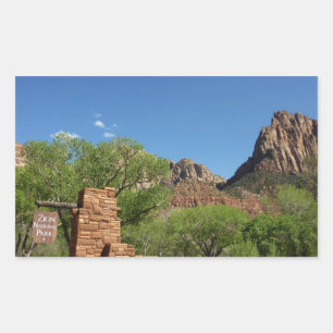 Pegatina Rectangular Entrada al Parque Nacional Zion en Utah