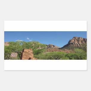 Pegatina Rectangular Entrada al Parque Nacional Zion en Utah