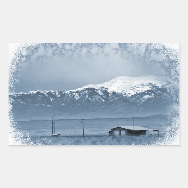 Pegatina Rectangular Entrada de nieve (Navidades) (Anverso)