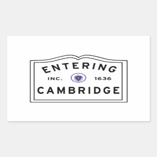Pegatina Rectangular Entrando en Cambridge Massachusetts
