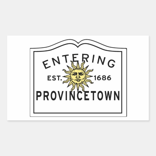 Pegatina Rectangular Entrando en el Rótulo de Provincetown Massachusett (Anverso)