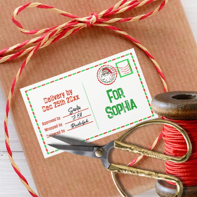 Pegatina Rectangular Entrega especial de Navidades de nombre de niño de (Subido por el creador)