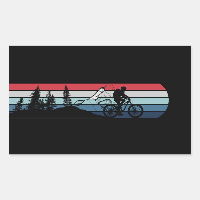 Pegatina Rectangular Entusiasta del ciclismo de montaña (Anverso)