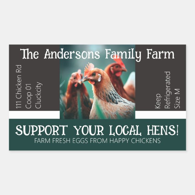 Pegatina Rectangular Envase de cartón de huevo Graciosa Cita Personaliz (Anverso)