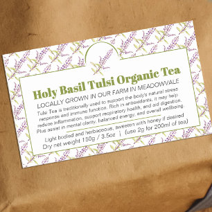 Pegatina Rectangular envase de té de hierbas de albahaca sagrada