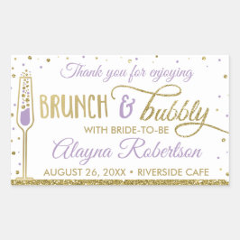Pegatina Rectangular Envoltura de botellas de brunch y bubbly, Purpurin