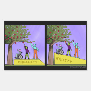 Pegatina Rectangular Equidad vs Igualdad