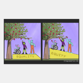 Pegatina Rectangular Equidad vs Igualdad