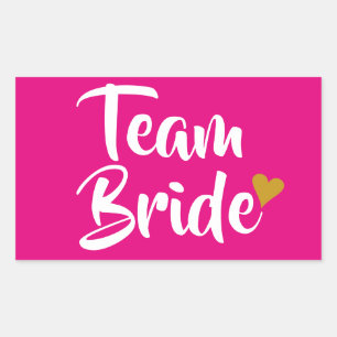 Pegatina Rectangular Equipo Novia Corazón de Oro