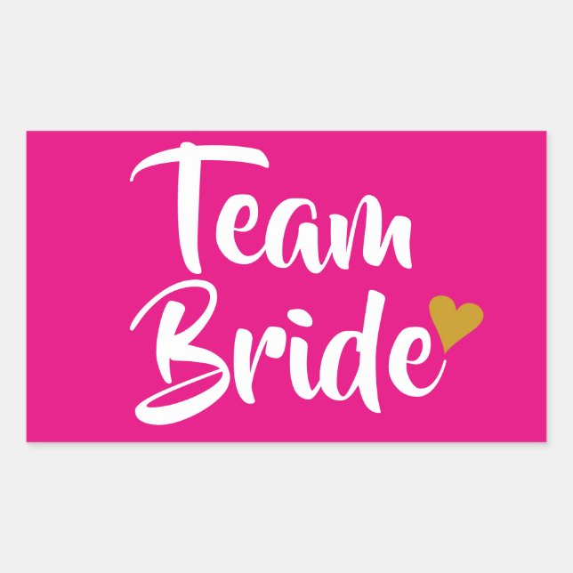 Pegatina Rectangular Equipo Novia Corazón de Oro (Anverso)