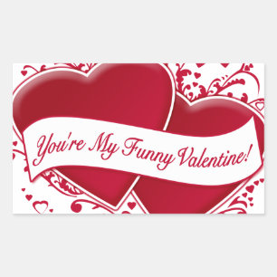 Pegatina Rectangular ¡Eres mi divertido San Valentín! Corazones rojos