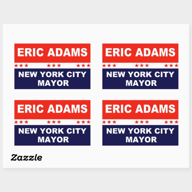 Pegatina Rectangular Eric Adams Alcalde de Nueva York (Hoja)