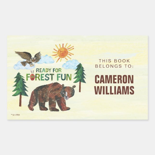 Pegatina Rectangular Eric Carle | Listo para diversión forestal (Anverso)