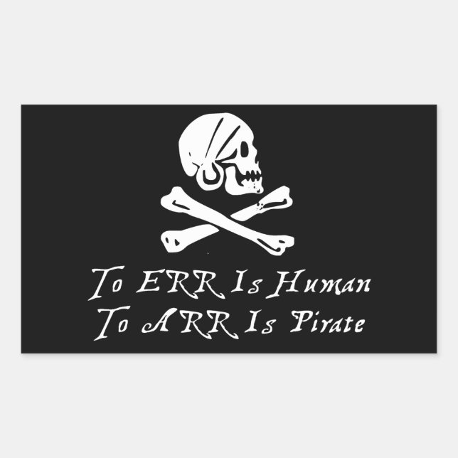 Pegatina Rectangular Err es humano para Arr es pirata (Anverso)