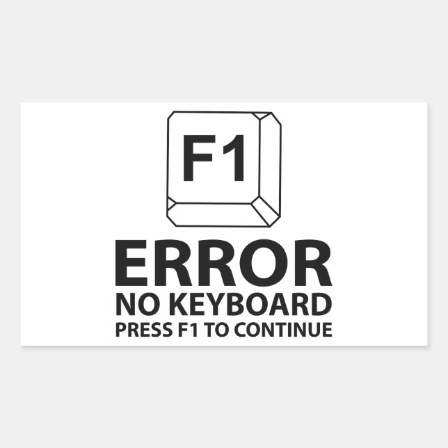 Pegatina Rectangular Error No Keyboard Presione F1 Para Continuar (Anverso)