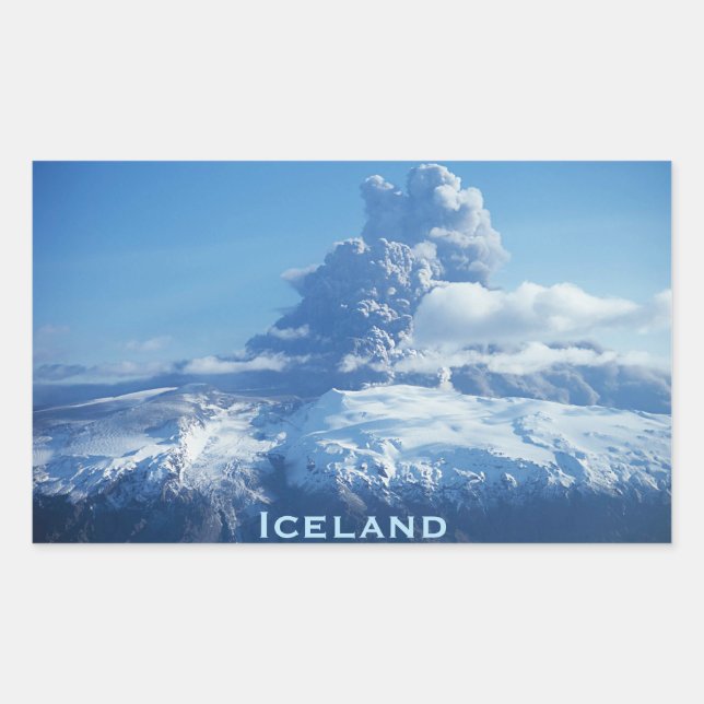 Pegatina Rectangular Erupción del volcán islandés (Anverso)