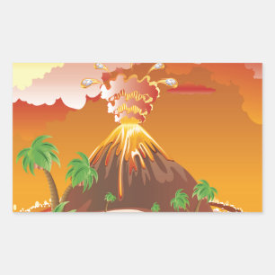 Pegatina Rectangular Erupción del volcán personalizado