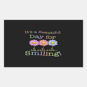 Pegatina Rectangular Es un bello día para el gráfico sonriente - Rectan