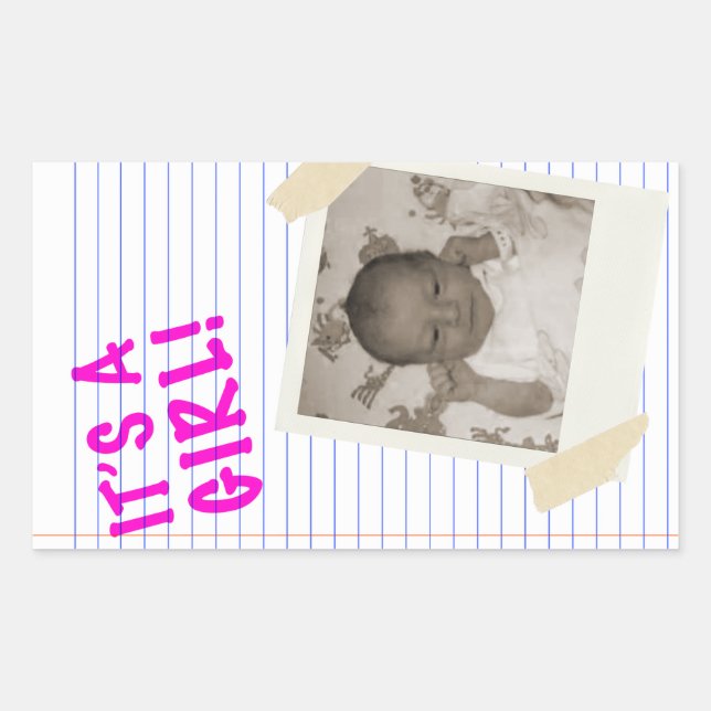 Pegatina Rectangular es un chica (Anverso)