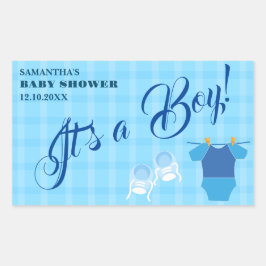 Pegatina Rectangular ¡Es un niño! Baby Shower Blue Modern. Servilletas