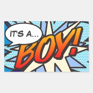 Pegatina Rectangular ES UN NIÑO Revelación de género Divertido cómic re