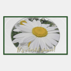 Pegatina Rectangular "Es una ducha" Daisy Wildflower Bridal Shower
