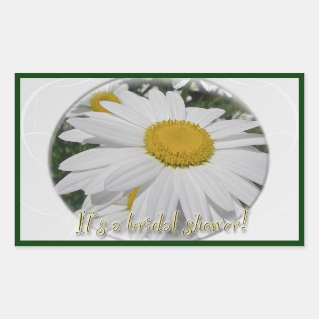 Pegatina Rectangular "Es una ducha" Daisy Wildflower Bridal Shower (Anverso)